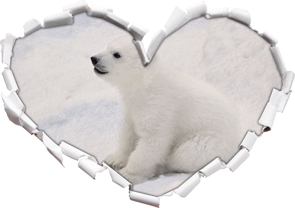 niedliches Eisbär Baby  3D Wandtattoo Herz