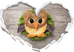 das lustige Eulen Sandwich  3D Wandtattoo Herz