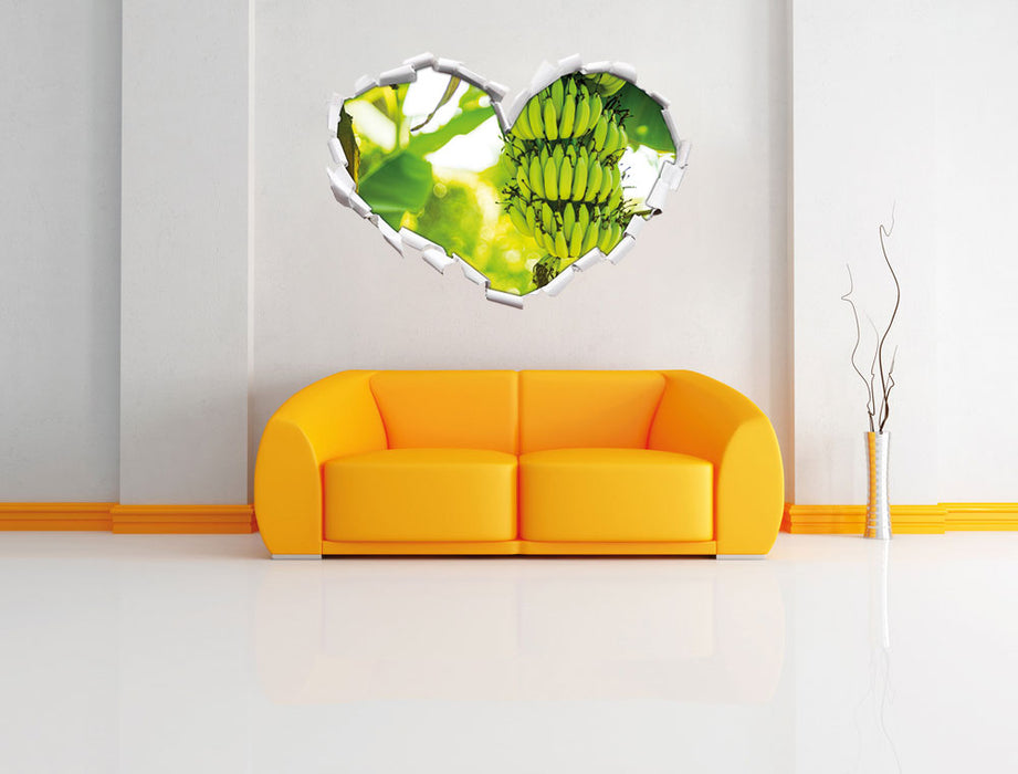 reifende Bananen am Baum 3D Wandtattoo Herz Wand