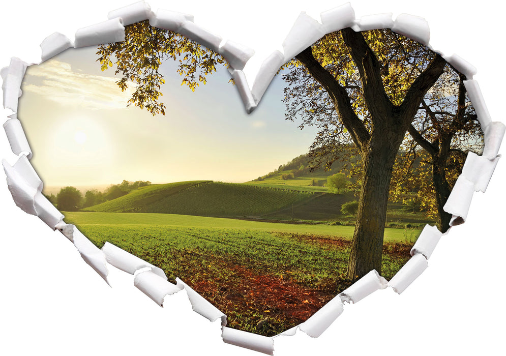 Landschaft im Herbst  3D Wandtattoo Herz