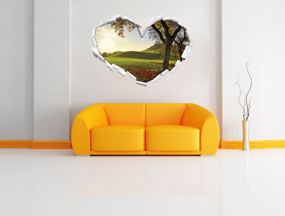 Landschaft im Herbst 3D Wandtattoo Herz Wand