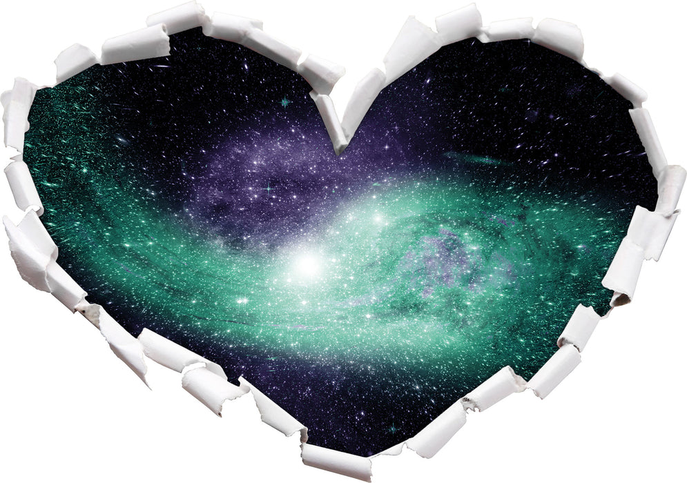 ferne Galaxie im Sternenstaub  3D Wandtattoo Herz