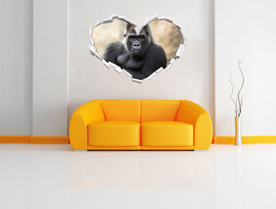 gelangweilter Gorilla 3D Wandtattoo Herz Wand