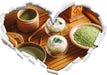 schön dekorierter Matcha Tee  3D Wandtattoo Herz