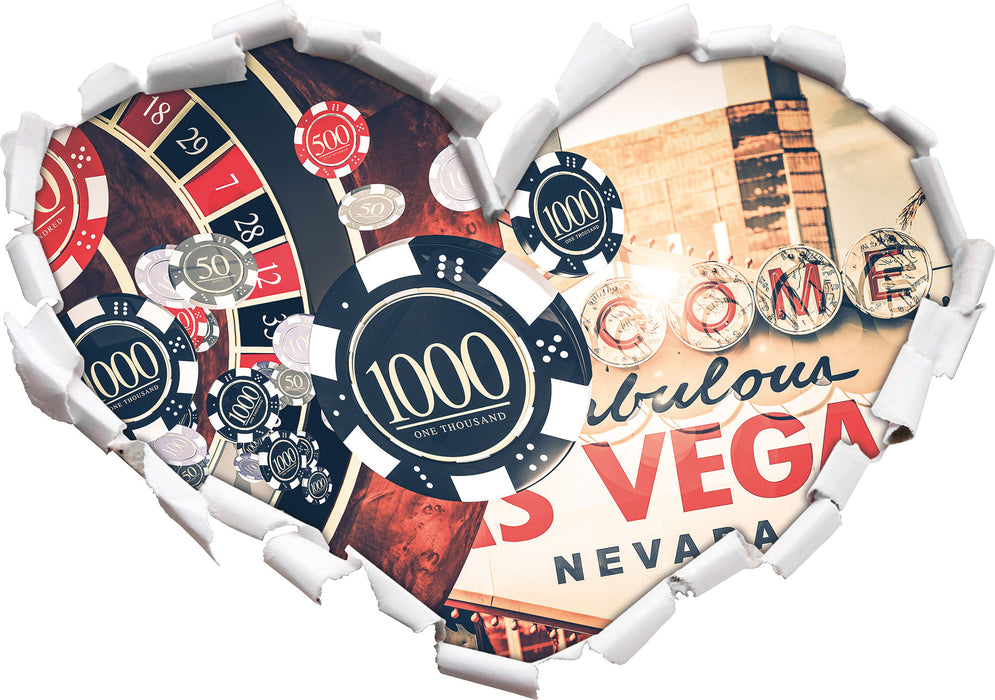 Las Vegas Casino Roulette  3D Wandtattoo Herz
