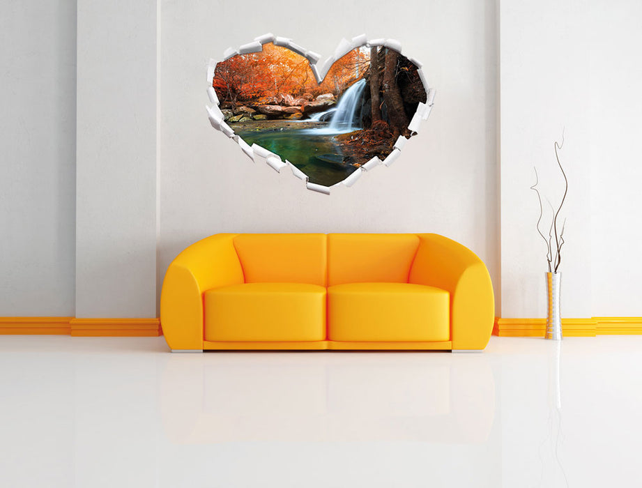 Wasserfall im Wald 3D Wandtattoo Herz Wand