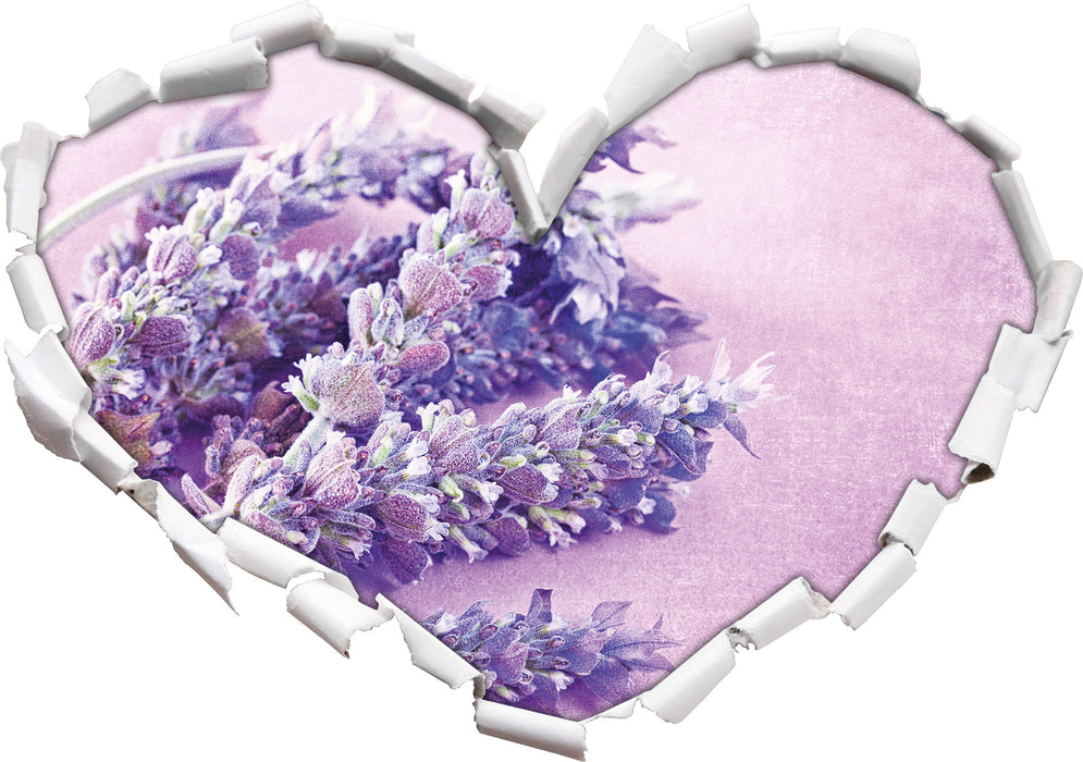 getrockneter Lavendel  3D Wandtattoo Herz