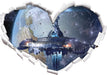Raumschiff vor der Erde  3D Wandtattoo Herz