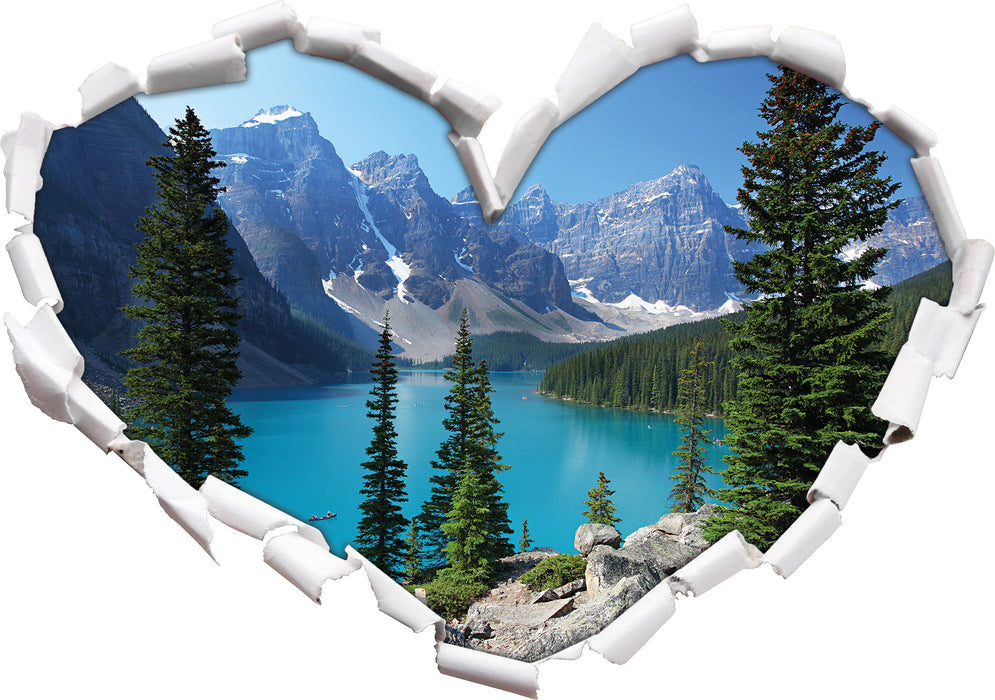 Moraine Lake kanadische Berge 3D Wandtattoo Herz