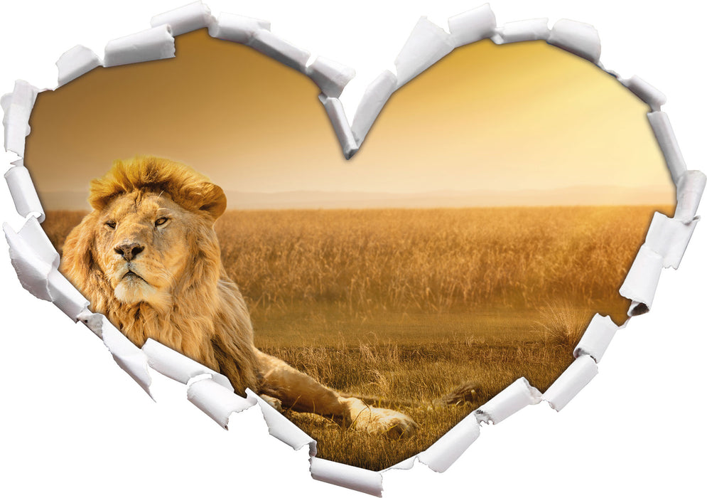 Majestätischer Löwe 3D Wandtattoo Herz