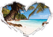 Palmenstrand Seychellen 3D Wandtattoo Herz