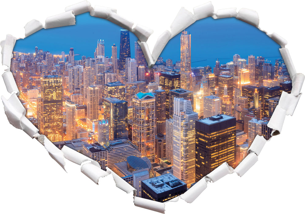 Luftaufnahme Chicago  3D Wandtattoo Herz