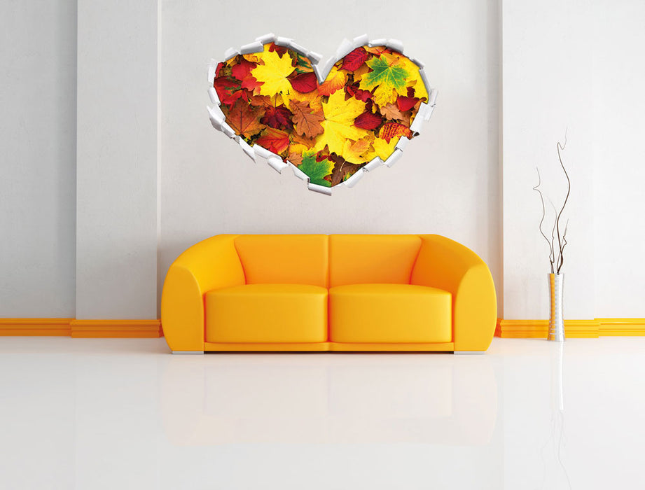 Herbstblätter 3D Wandtattoo Herz Wand