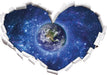 Planet Erde im Weltraum 3D Wandtattoo Herz