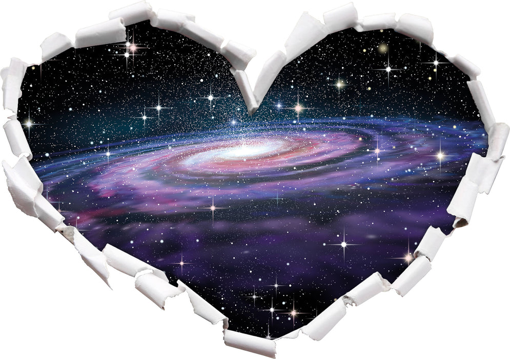 Spiralgalaxie im Weltall  3D Wandtattoo Herz