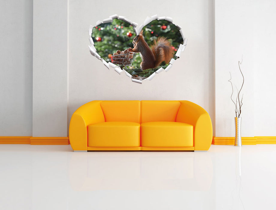 Eichhörnchen 3D Wandtattoo Herz Wand
