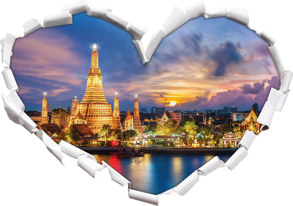 Tempel Bangkok Thailand 3D Wandtattoo Herz