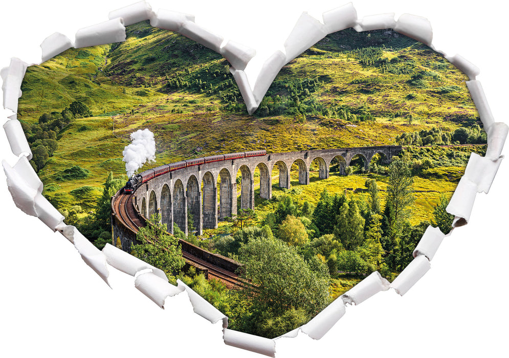 Eisenbahnviadukt in Schottland  3D Wandtattoo Herz