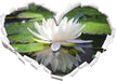 Weiße Lotusblume im Wasser 3D Wandtattoo Herz