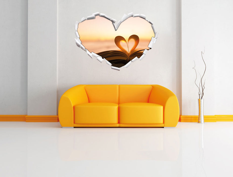 Das Herz aus einer Buchseite 3D Wandtattoo Herz Wand