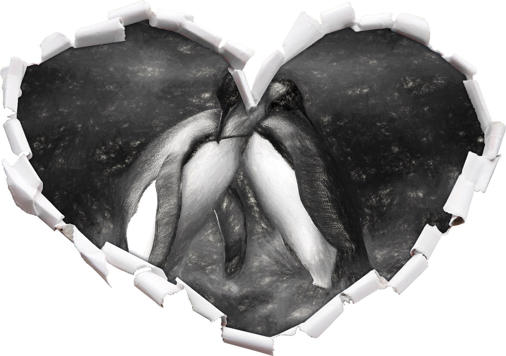 Pinguine in der Antarktis 3D Wandtattoo Herz