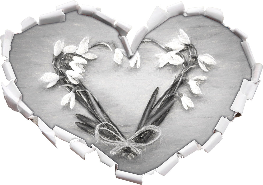 Herz aus Blumen Kunst 3D Wandtattoo Herz