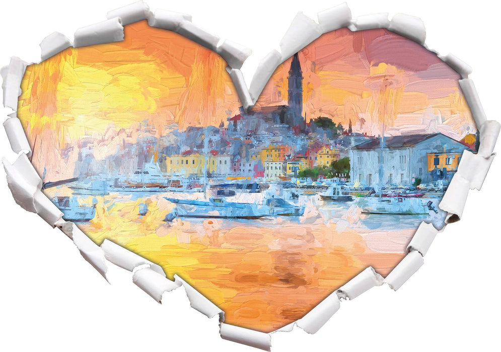 Kroatische süße Hafenstadt 3D Wandtattoo Herz
