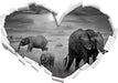 Elefanten in der Savanne 3D Wandtattoo Herz