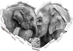 Elefantenmutter mit Kalb B&W 3D Wandtattoo Herz