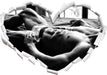Muskulöser Mann im Bett Kunst B&W 3D Wandtattoo Herz