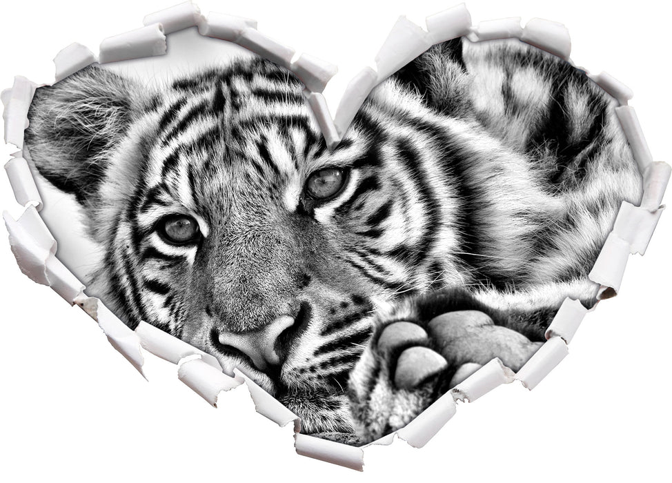 Tiger 3D Wandtattoo Herz