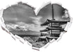 Japanisches Gebäude 3D Wandtattoo Herz
