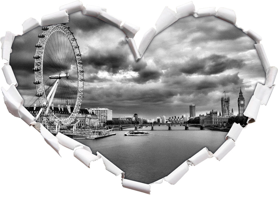 Riesenrad, London Eye 3D Wandtattoo Herz