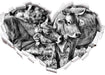 Kuhbullen auf Weide 3D Wandtattoo Herz
