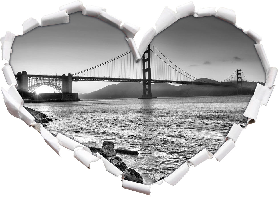 Imposante Golden Gate Bridge 3D Wandtattoo Herz