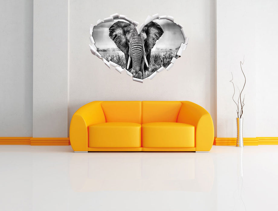 Imposanter Elefant 3D Wandtattoo Herz Wand