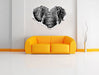 Elefant B&W 3D Wandtattoo Herz Wand