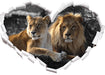 interessiertes Löwenpaar 3D Wandtattoo Herz