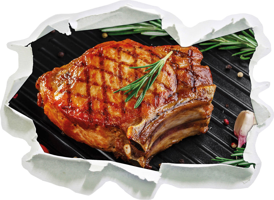Pixxprint Rumpsteak mit Gewürzen, 3D Wandtattoo