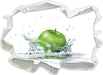 Grüner Apfel fällt in Wasser 3D Wandtattoo Papier