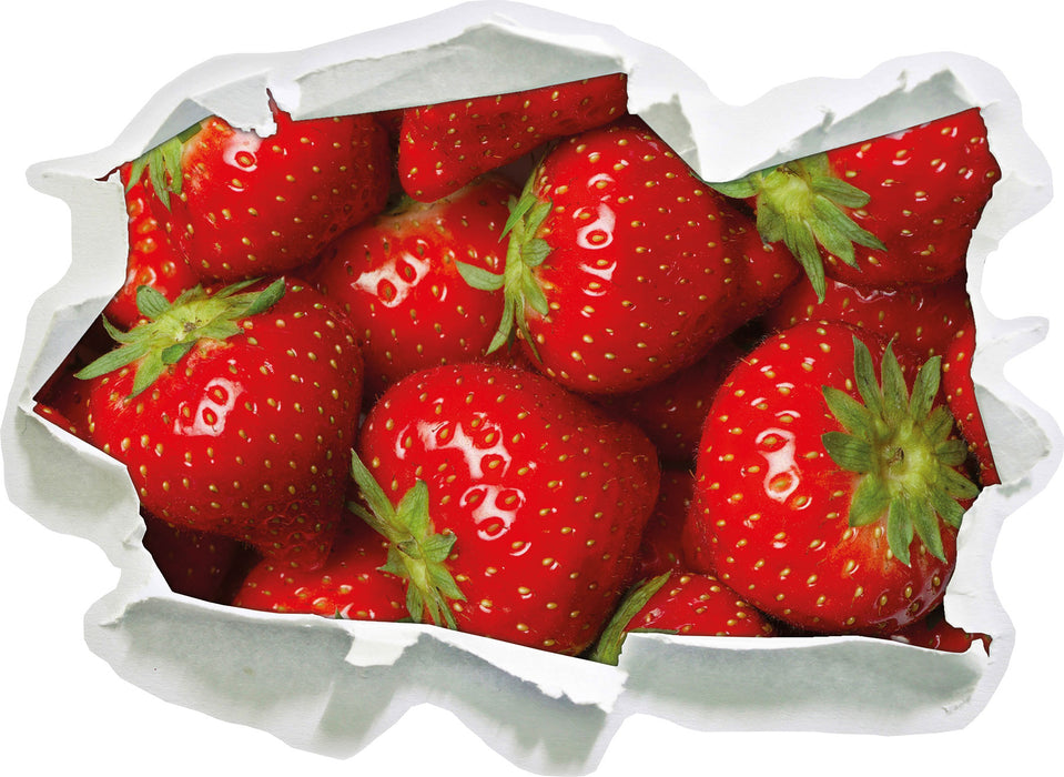 Leckere frische Erdbeeren  3D Wandtattoo Papier