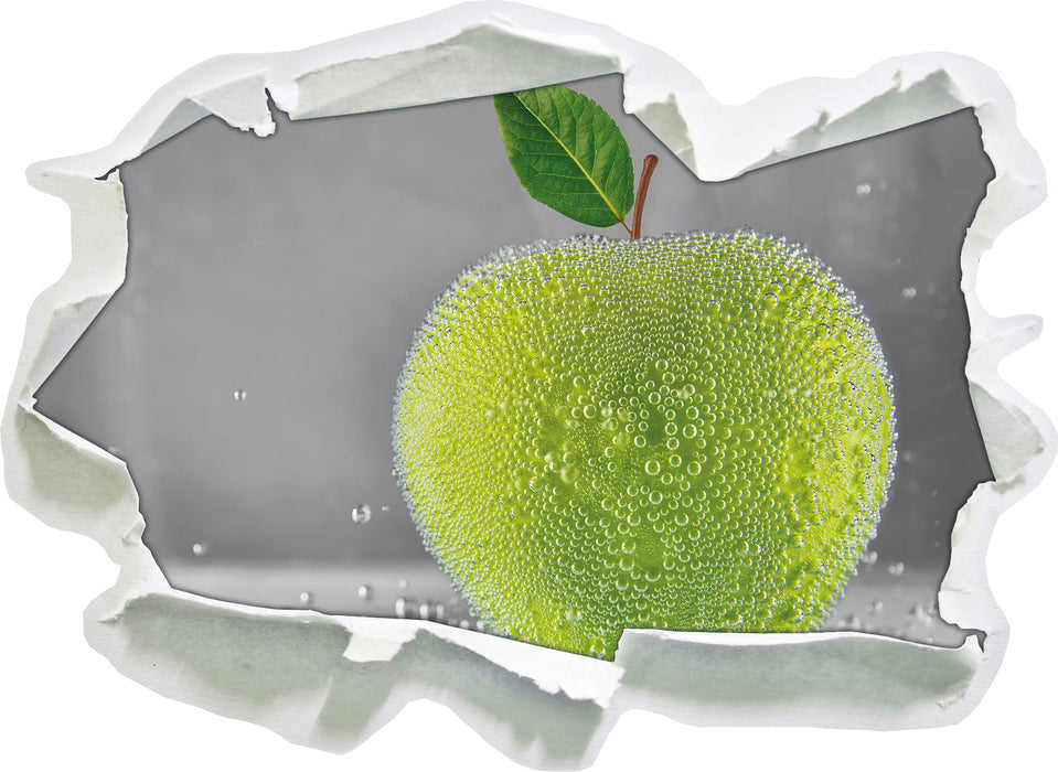 Grüner leckerer Apfel im Wasser  3D Wandtattoo Papier