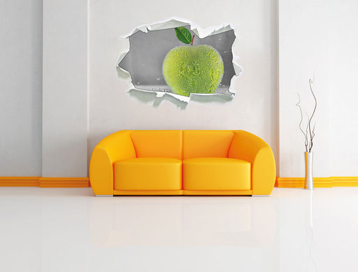 Grüner leckerer Apfel im Wasser 3D Wandtattoo Papier Wand