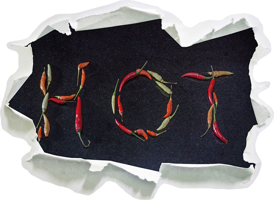 Pixxprint Chilis zu dem Wort Hot geformt, 3D Wandtattoo