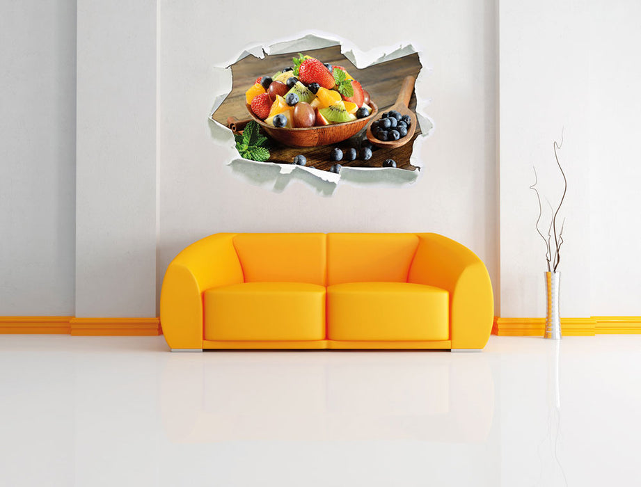 Schale voll mit frischem Obst 3D Wandtattoo Papier Wand