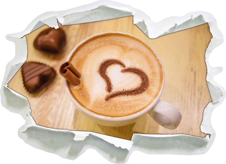 Pixxprint Leckerer Cappucino mit Herz, 3D Wandtattoo