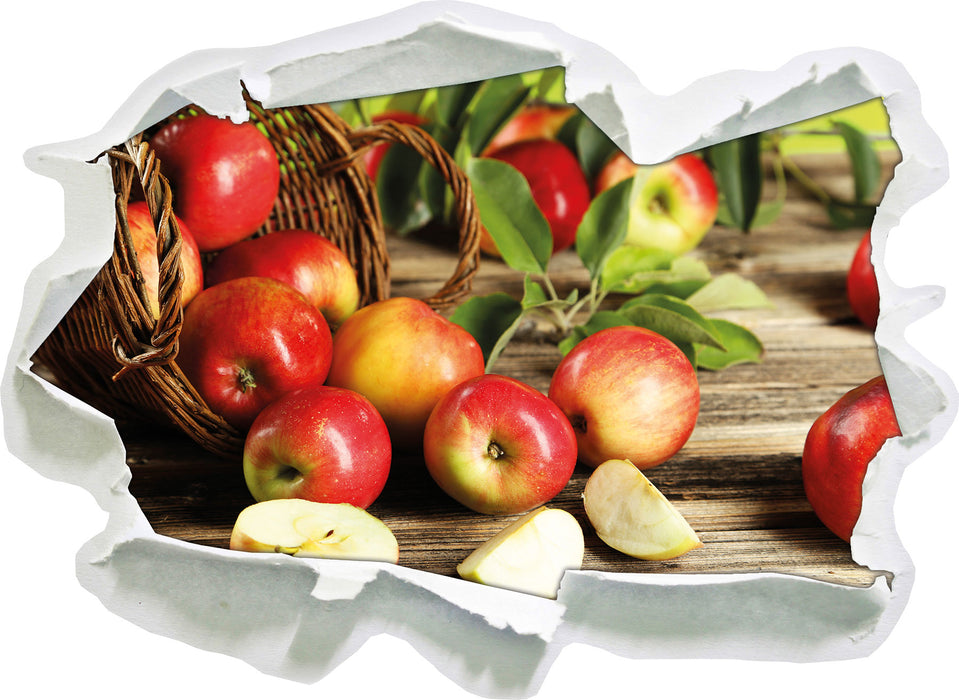 Pixxprint Korb mit Äpfeln, 3D Wandtattoo