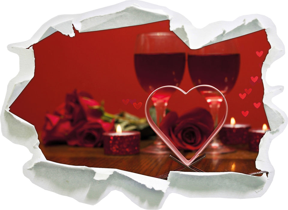 Romantisches Dinner mit Rosen  3D Wandtattoo Papier