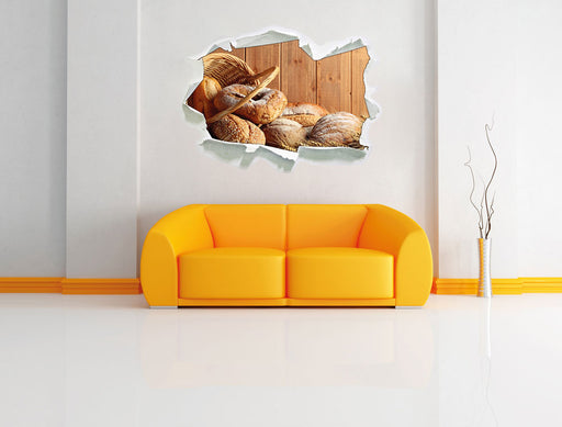 Korb mit leckerem frischen Brot 3D Wandtattoo Papier Wand