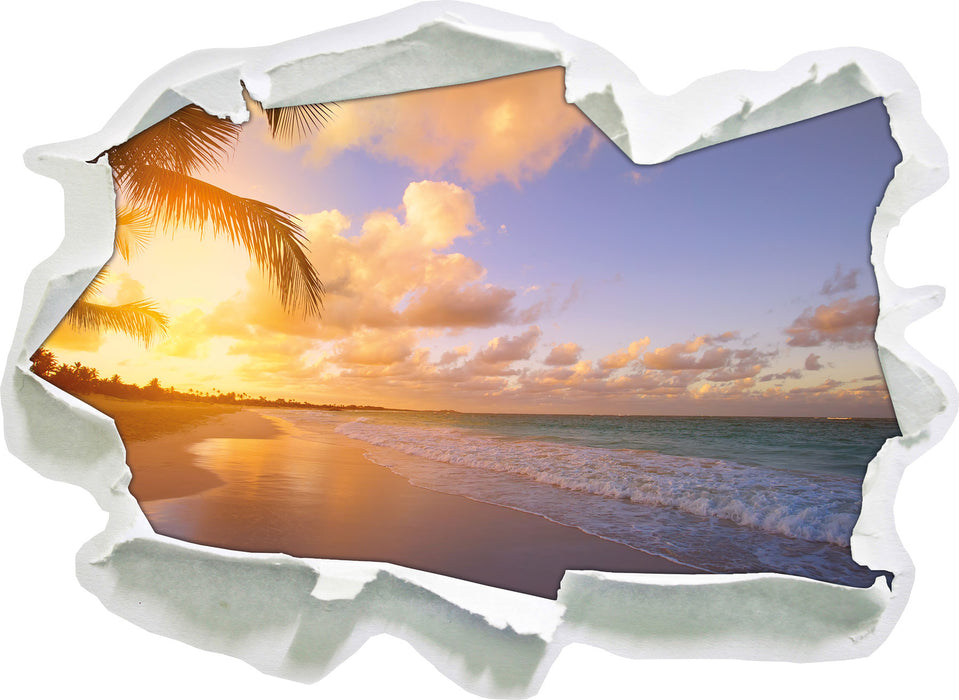 Strand bei Sonnenuntergang  3D Wandtattoo Papier
